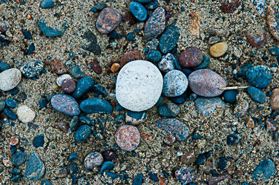 Colorful pebbles on beach